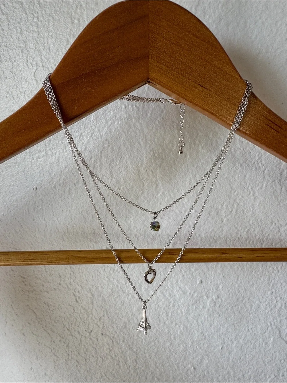Silver‎ Tone Three Layer Necklace